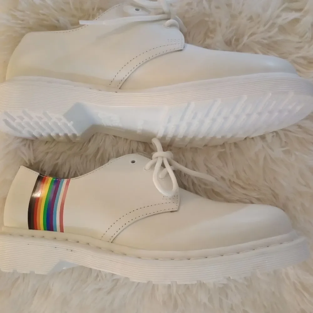 Dr. Martin's Pride Edition 1451 Oxfords, White With Rainbow Detail